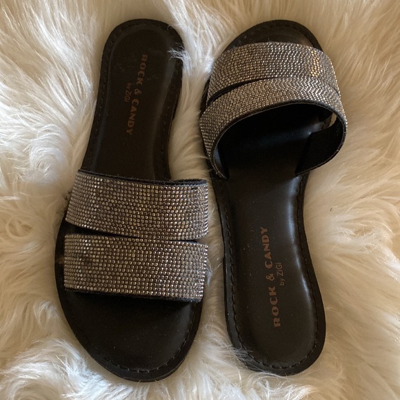 Black rock and candy flats with mini studs size 7 1/2 - Picture 2 of 3